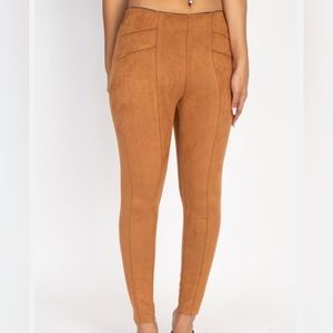 Iris size medium burnt orange high rise faux suede skinny leg pants
